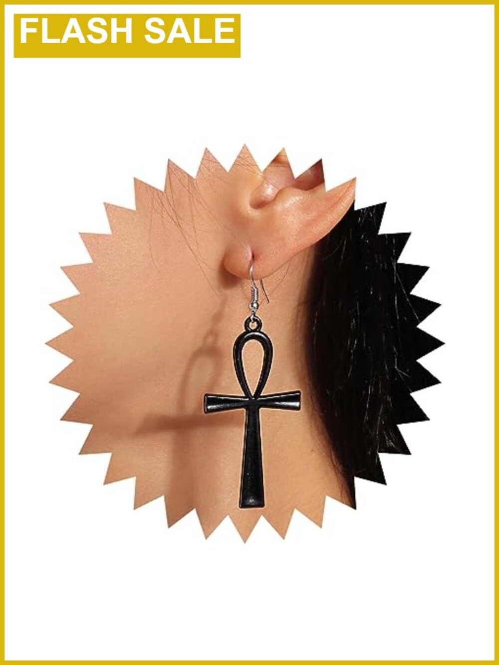 Vintage Egyptian Ankh Cross Drop Earrings Gothic Religious Dangle Jewelry